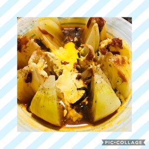 レンジで簡単！丸ごと玉ねぎのケチャマヨチーズ